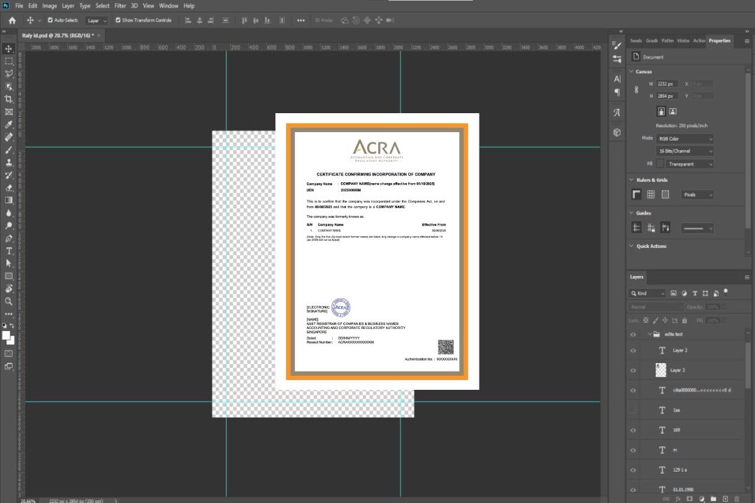 Certificat de Singapour confirmant l'incorporation de la société Modèle Word et PDF template Certificat de Singapour confirmant l'incorporation de la société Modèle Word et PDF template